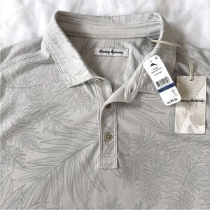 NWT Tommy Bahama Polo- Palmetto Beach Polo- XL- Gray/Tropical Print